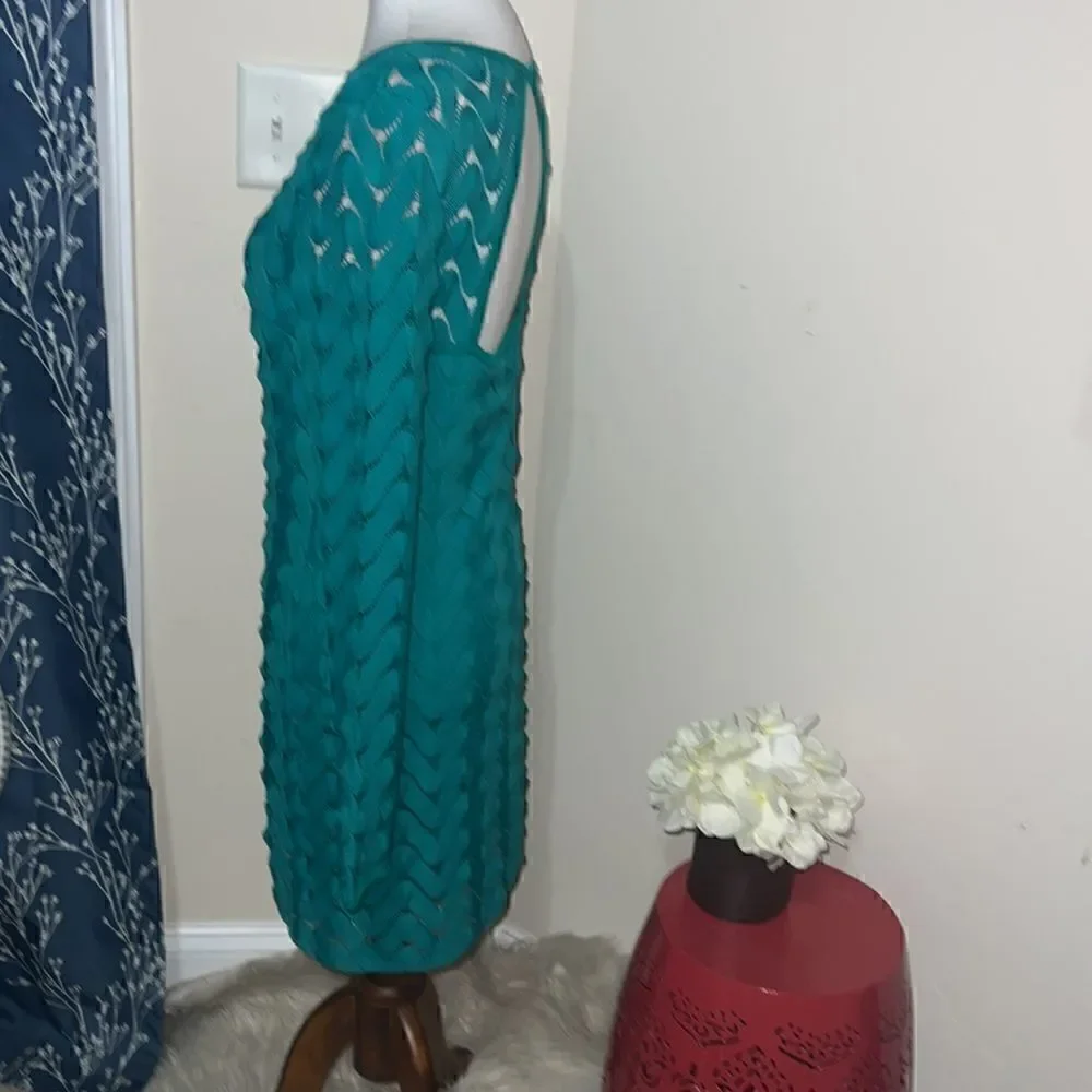Free People Wild Thing Mini Dress Long Sleeves Cut-Out Emerald Green sz